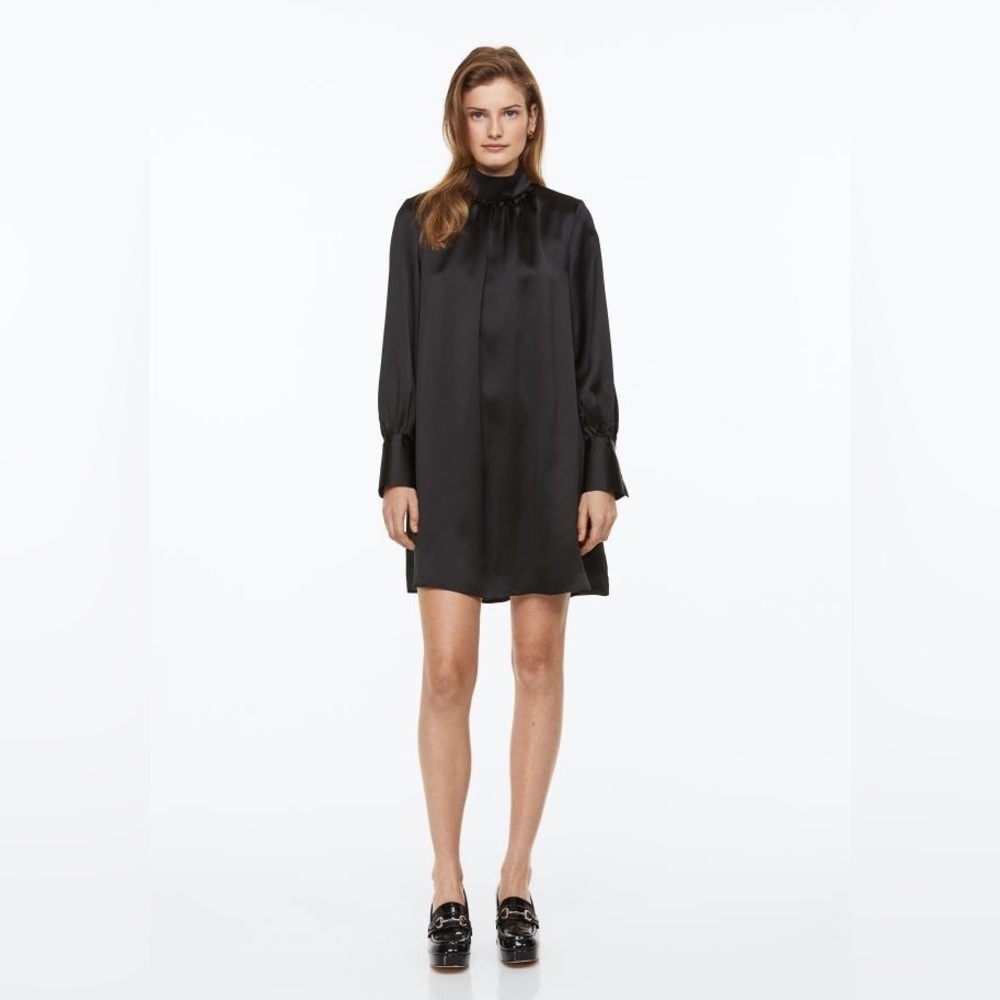 H&M black satin dress